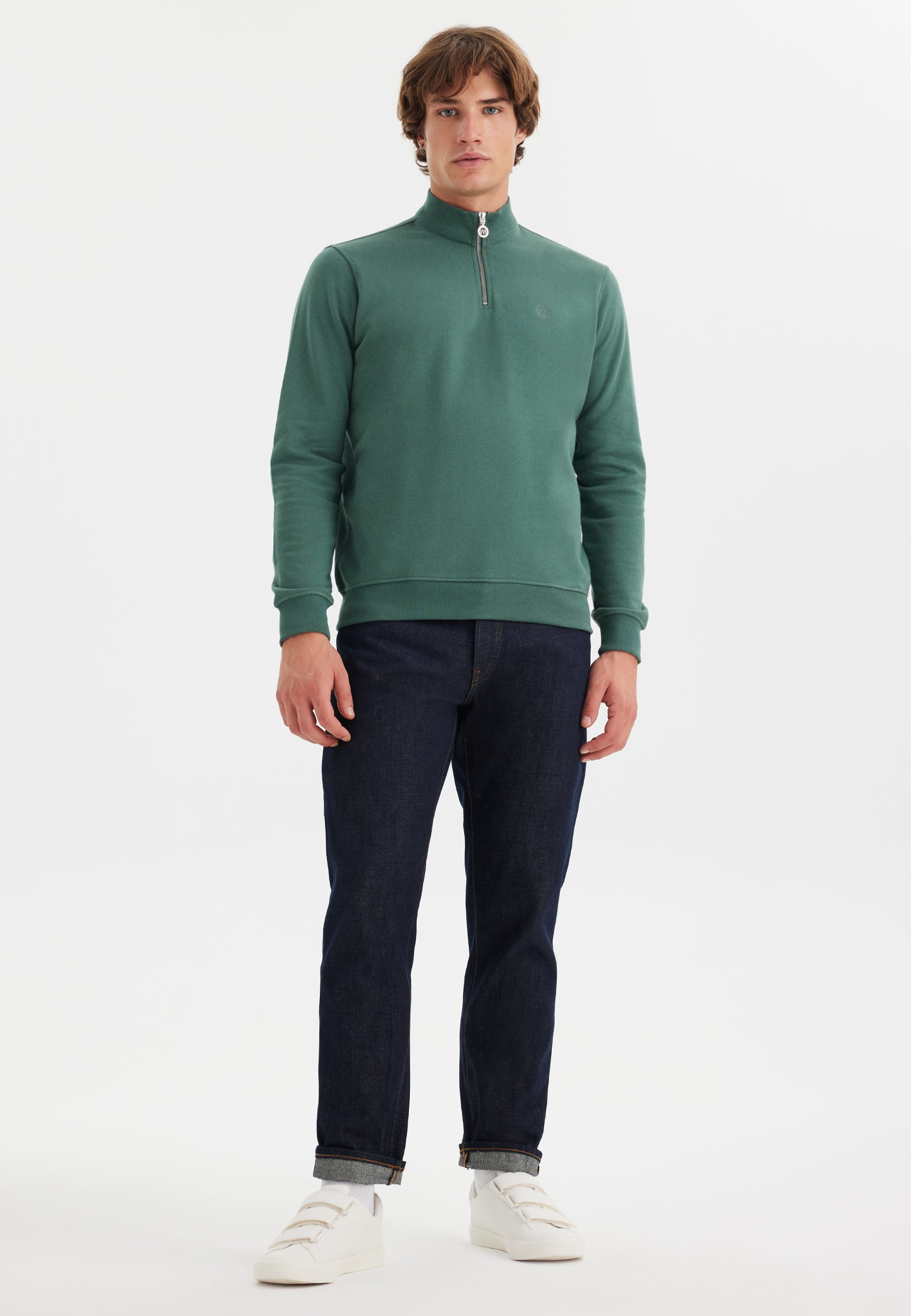 Yeşil Yarım Fermuarlı Yaka Pamuklu Regular Fit Erkek Sweatshirt CORE - Sweatshirt - Westmark London EU(TR) Store Organik Pamuklu Sürdürülebilir Moda