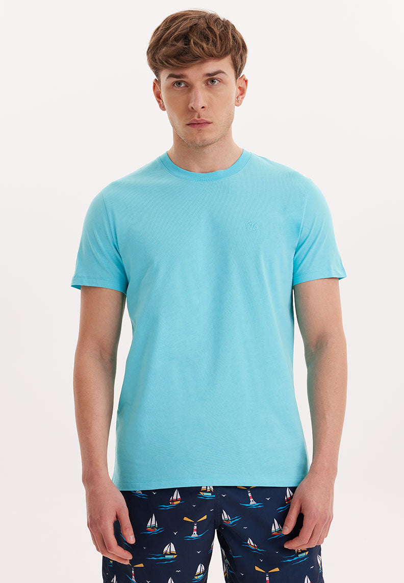 VITAL O-NECK TEE in Blue Curacao - T-Shirt - Westmark London EU(TR) Store Organik Pamuklu Sürdürülebilir Moda