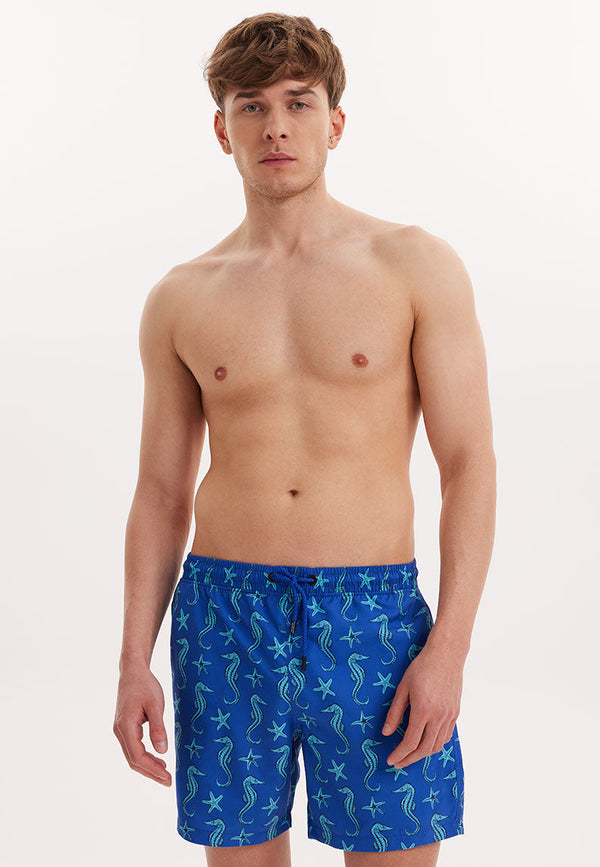 SEAHORSE ICON SWIM SHORTS in Blue AOP - Swim Shorts - Westmark London EU(TR) Store Organik Pamuklu Sürdürülebilir Moda