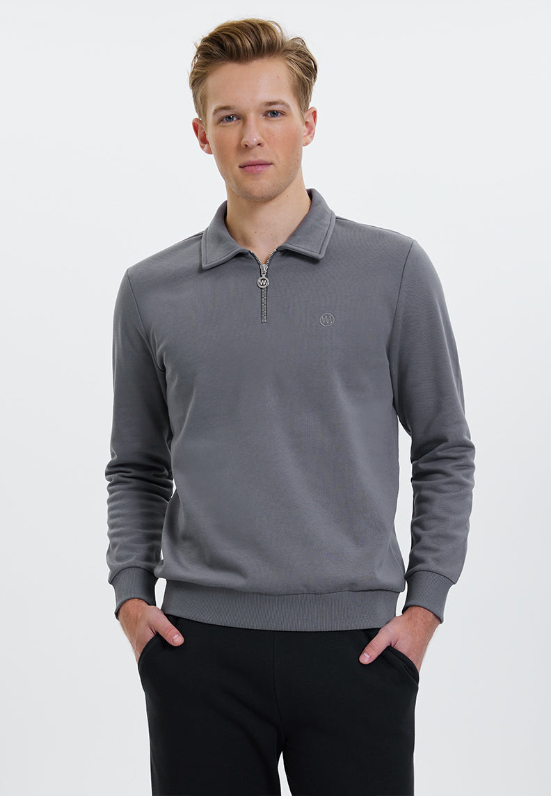 CORE ZIPPED POLO SWEAT in Quiet Shade - Sweatshirt - Westmark London EU(TR) Store Organik Pamuklu Sürdürülebilir Moda