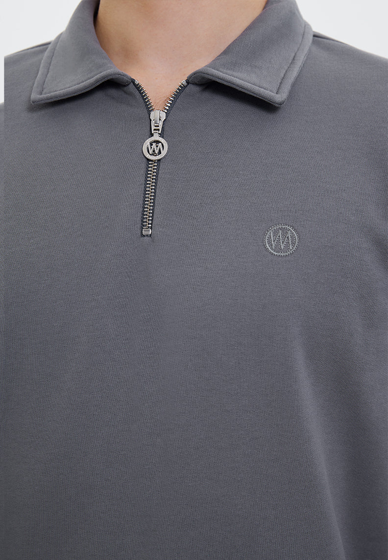 CORE ZIPPED POLO SWEAT in Quiet Shade– Sweatshirt - Westmark London EU(TR) Store Organik Pamuklu Sürdürülebilir Moda
