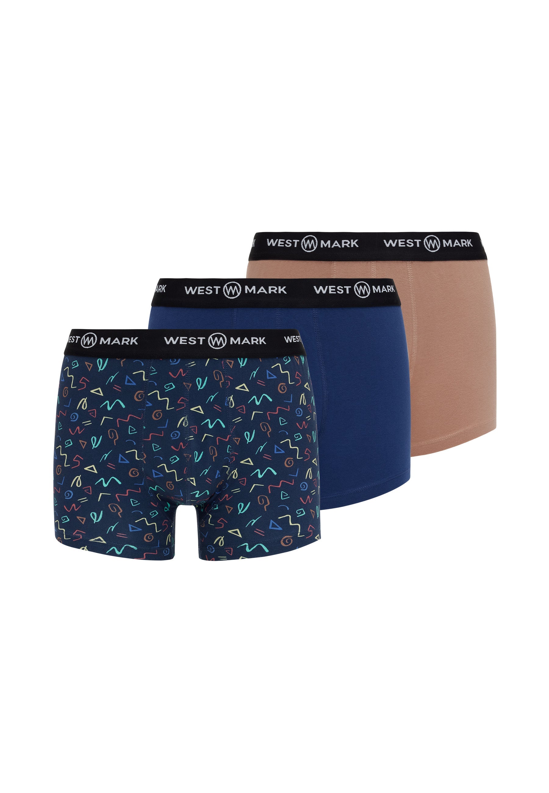 3'lü Lacivert Kahverengi Desenli Erkek Boxer Seti OSCAR WINTER ICONS - Underwear - Westmark London EU(TR) Store Organik Pamuklu Sürdürülebilir Moda