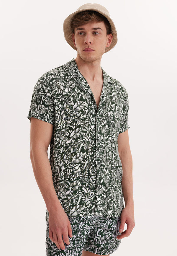 WMHAWAII BOTANIC S/S SHIRT in Green AOP - Shirt - Westmark London EU(TR) Store Organik Pamuklu Sürdürülebilir Moda