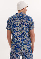 WMHAWAII CURVE S/S SHIRT in Blue AOP - Shirt - Westmark London EU(TR) Store Organik Pamuklu Sürdürülebilir Moda