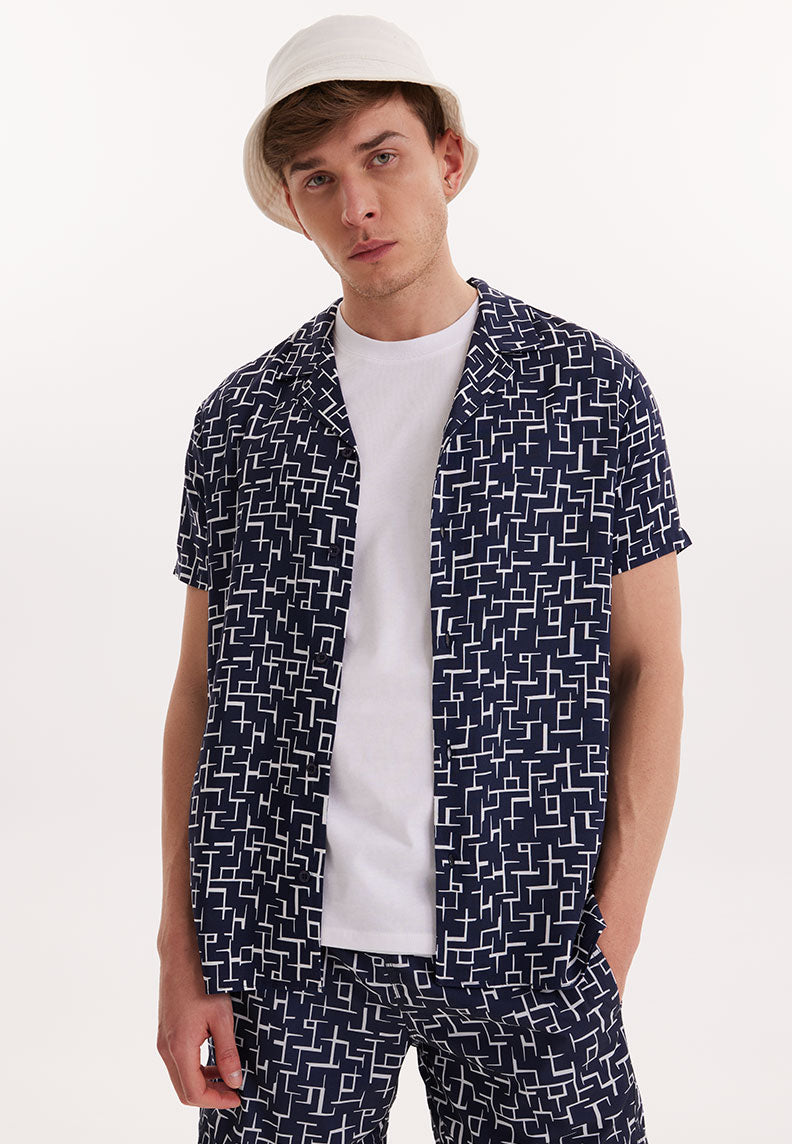 WMHAWAII MEZE S/S SHIRT in Blue AOP - Shirt - Westmark London EU(TR) Store Organik Pamuklu Sürdürülebilir Moda