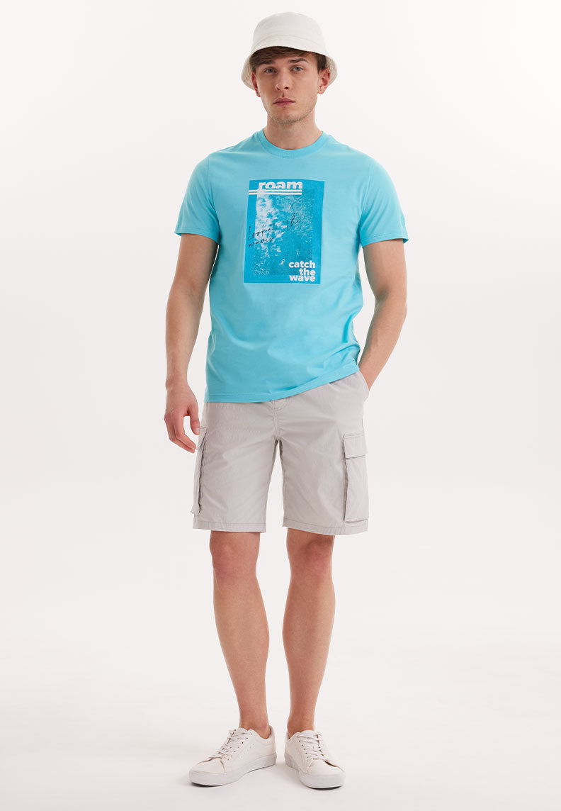 WMCOLLAGE ROAM TEE in Blue Curacao - T-Shirt - Westmark London EU(TR) Store Organik Pamuklu Sürdürülebilir Moda