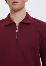 CORE ZIPPED POLO SWEAT in Cabernet– Sweatshirt - Westmark London EU(TR) Store Organik Pamuklu Sürdürülebilir Moda