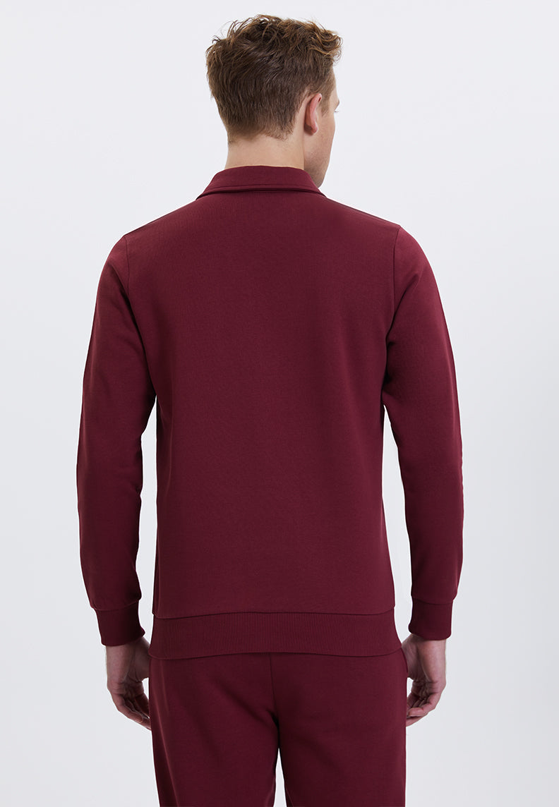 CORE ZIPPED POLO SWEAT in Cabernet - Sweatshirt - Westmark London EU(TR) Store Organik Pamuklu Sürdürülebilir Moda