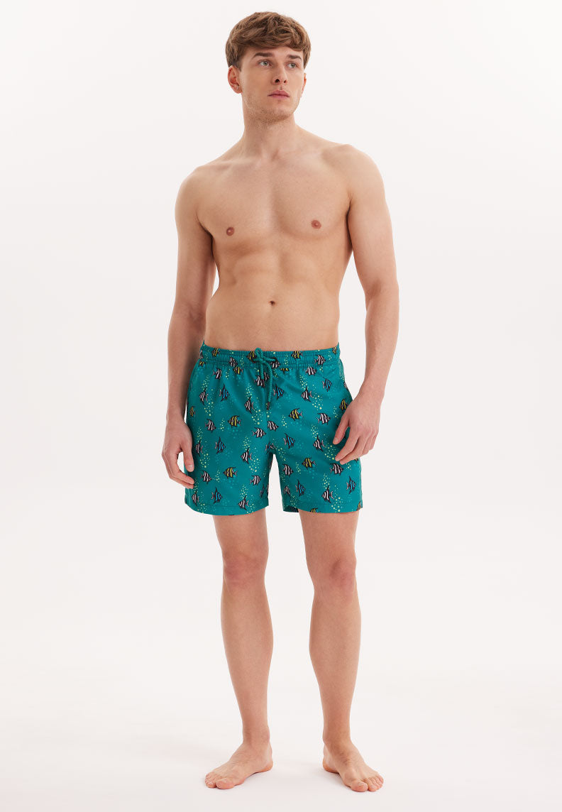 WMANIMAL FISH SWIM SHORTS in Teal AOP - Swim Shorts - Westmark London EU(TR) Store Organik Pamuklu Sürdürülebilir Moda