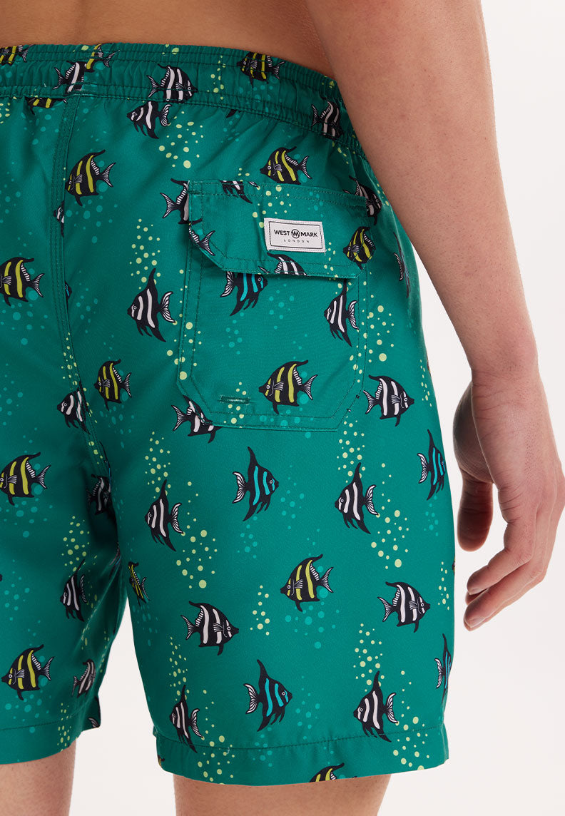 WMANIMAL FISH SWIM SHORTS in Teal AOP - Swim Shorts - Westmark London EU(TR) Store Organik Pamuklu Sürdürülebilir Moda