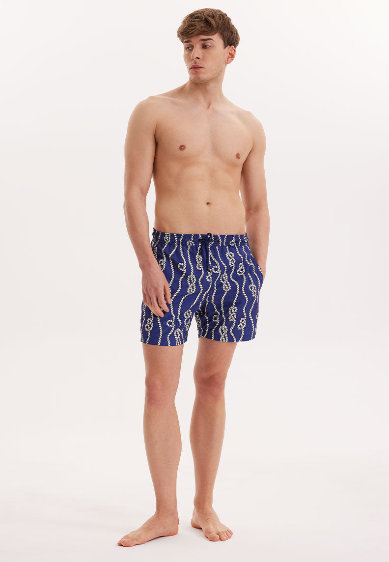 WMROPE KNOT SWIM SHORTS in Navy AOP - Swim Shorts - Westmark London EU(TR) Store Organik Pamuklu Sürdürülebilir Moda
