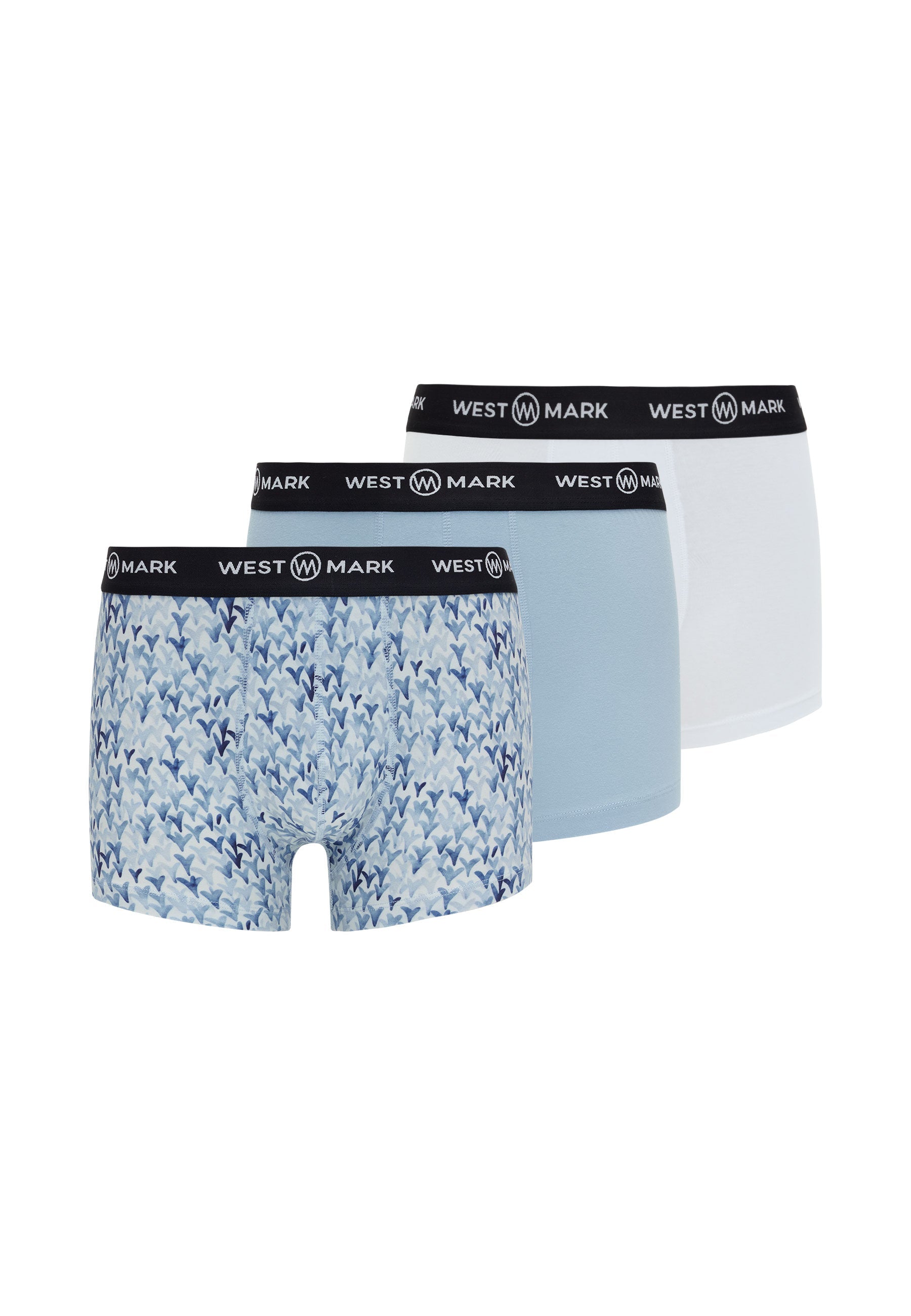 3'lü Açık Mavi Beyaz Desenli Erkek Boxer Seti OSCAR WMABSTRACT - Underwear - Westmark London EU(TR) Store Organik Pamuklu Sürdürülebilir Moda