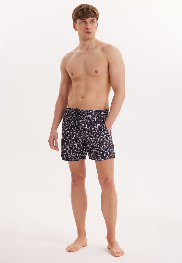 WMGEOMETRIC MAZE SWIM SHORTS in Grey AOP - Swim Shorts - Westmark London EU(TR) Store Organik Pamuklu Sürdürülebilir Moda
