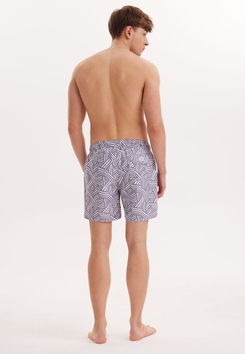 WMGEOMETRIC LINE SWIM SHORTS in Grey AOP - Swim Shorts - Westmark London EU(TR) Store Organik Pamuklu Sürdürülebilir Moda