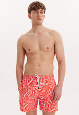 WMGEOMETRIC LINE SWIM SHORTS in Coral AOP - Swim Shorts - Westmark London EU(TR) Store Organik Pamuklu Sürdürülebilir Moda