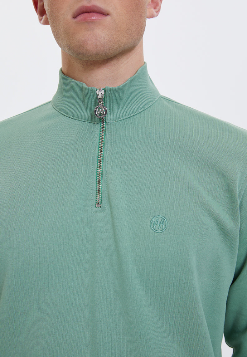 CORE HALF ZIP SWEAT in Hedge Green – Sweatshirt - Westmark London EU(TR) Store Organik Pamuklu Sürdürülebilir Moda