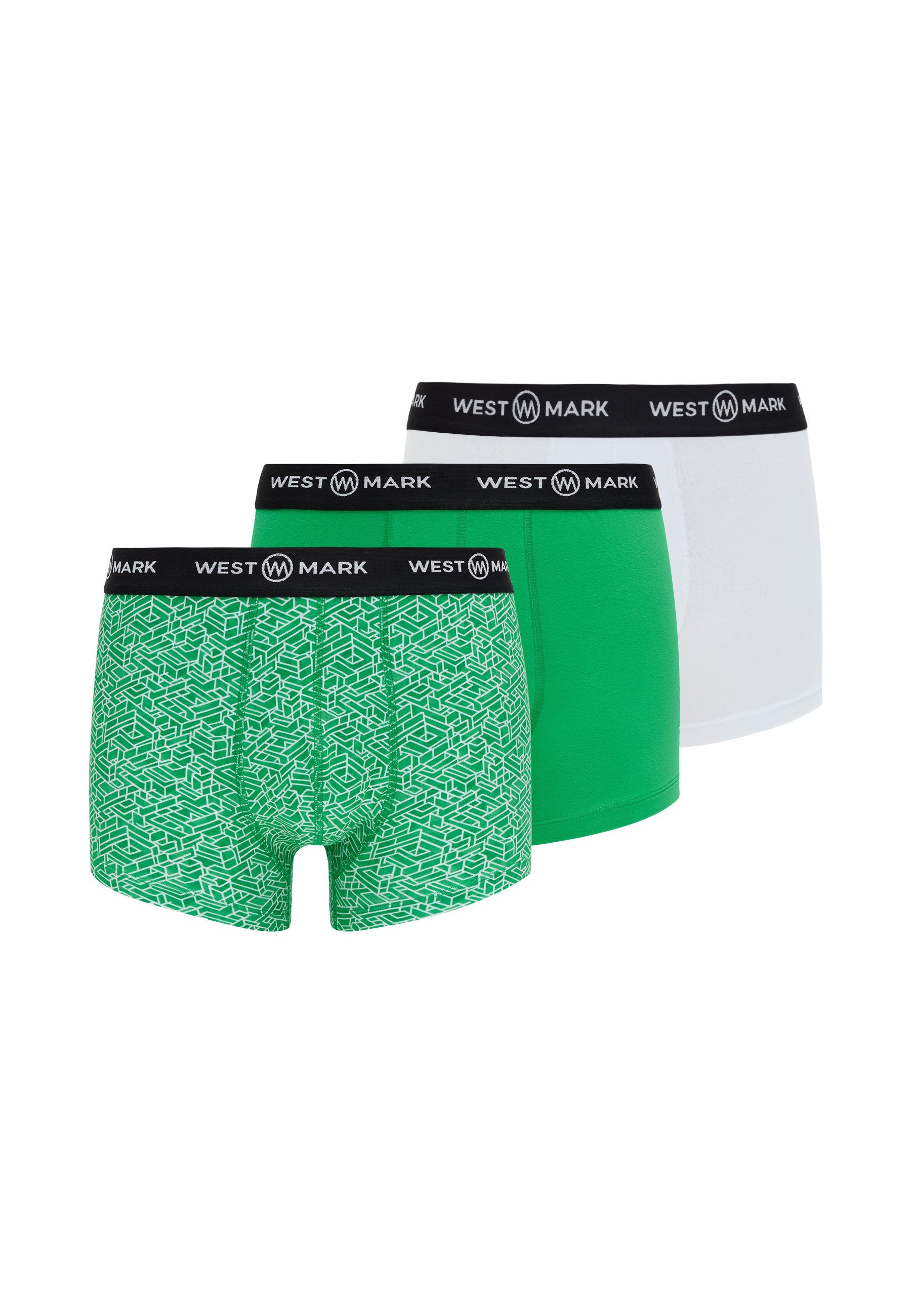3'lü Yeşil Beyaz Desenli Erkek Boxer Seti OSCAR WMABSTRACT - Underwear - Westmark London EU(TR) Store Organik Pamuklu Sürdürülebilir Moda