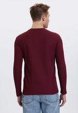 ESSENTIALS LONG SLEEVE HENLEY in Cabernet - T-Shirt - Westmark London EU(TR) Store Organik Pamuklu Sürdürülebilir Moda