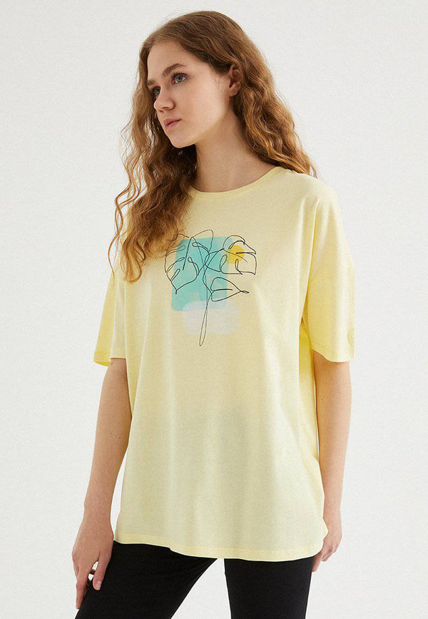 WATERCOLOUR LEAF OVERSIZE TEE - T-Shirt - Westmark London EU(TR) Store Organik Pamuklu Sürdürülebilir Moda