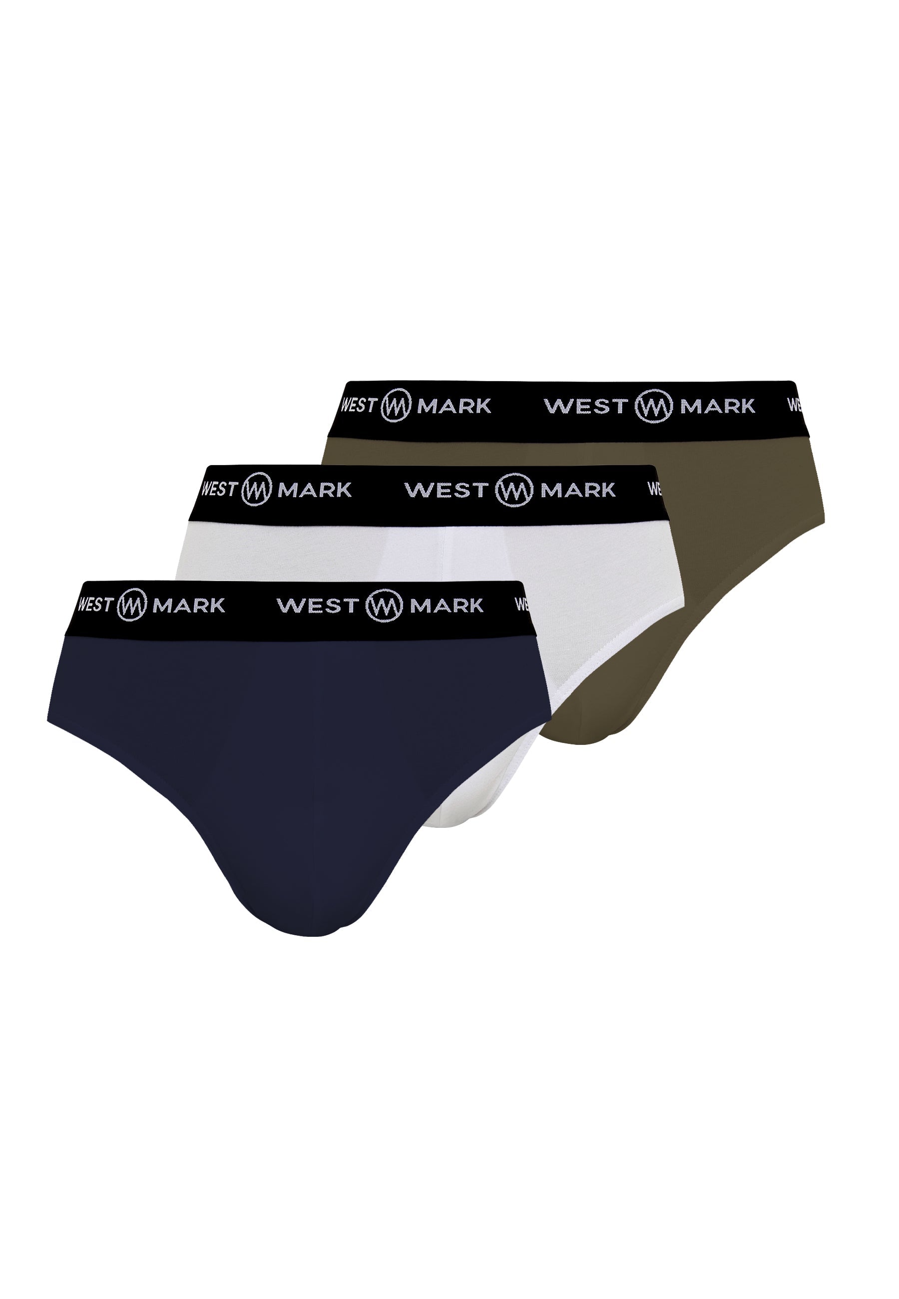 3’lü Lacivert Beyaz Haki Pamuk Karışımlı Erkek Slip Seti LOGAN - Underwear - Westmark London EU(TR) Store Organik Pamuklu Sürdürülebilir Moda