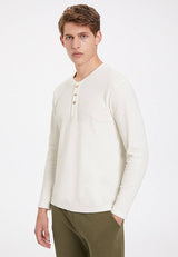 ESSENTIALS LONG SLEEVE HENLEY in Whisper White - T-Shirt - Westmark London EU(TR) Store Organik Pamuklu Sürdürülebilir Moda
