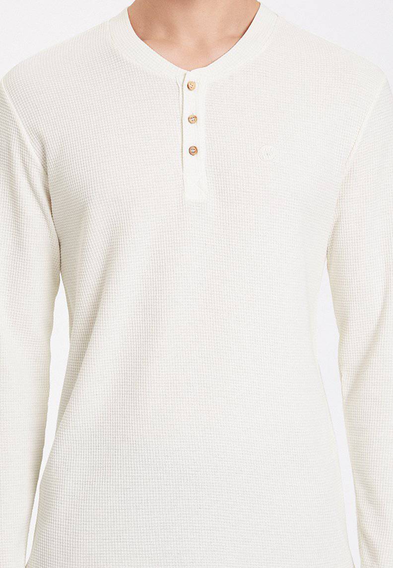 ESSENTIALS LONG SLEEVE HENLEY in Whisper White - T-Shirt - Westmark London EU(TR) Store Organik Pamuklu Sürdürülebilir Moda