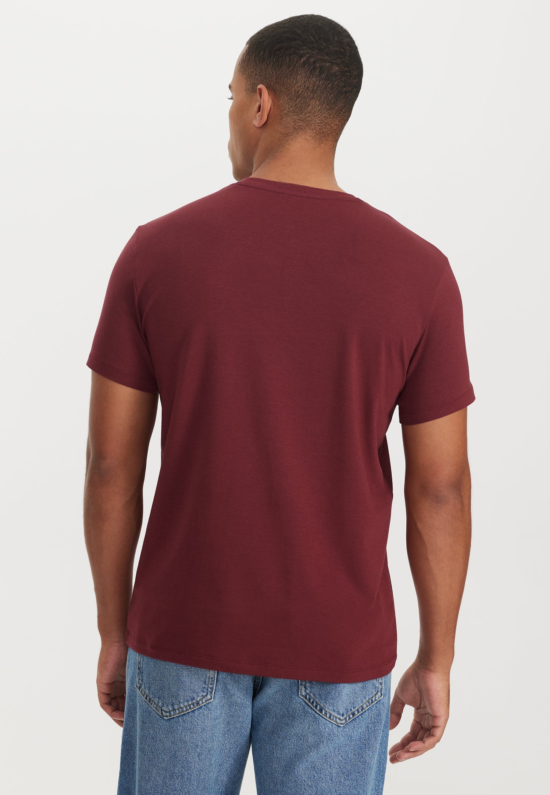 Bordo Bisiklet Yaka Regular Fit Modal Pamuk Karışımlı Basic Erkek T-Shirt PARKER - T-Shirt - Westmark London EU(TR) Store Organik Pamuklu Sürdürülebilir Moda