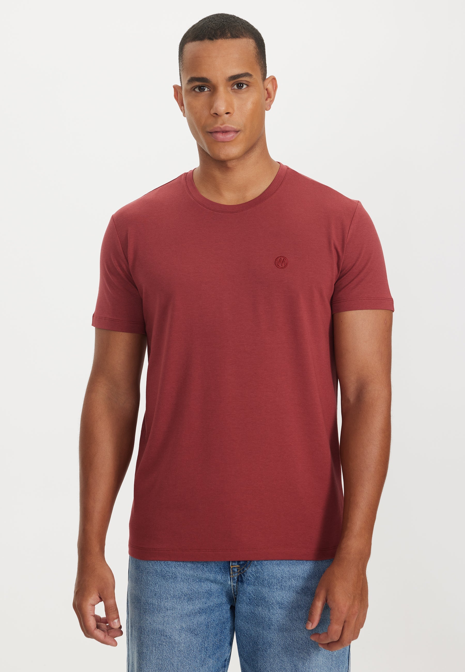 Koyu Kırmızı Bisiklet Yaka Regular Fit Modal Pamuk Karışımlı Basic Erkek T-Shirt PARKER - T-Shirt - Westmark London EU(TR) Store Organik Pamuklu Sürdürülebilir Moda