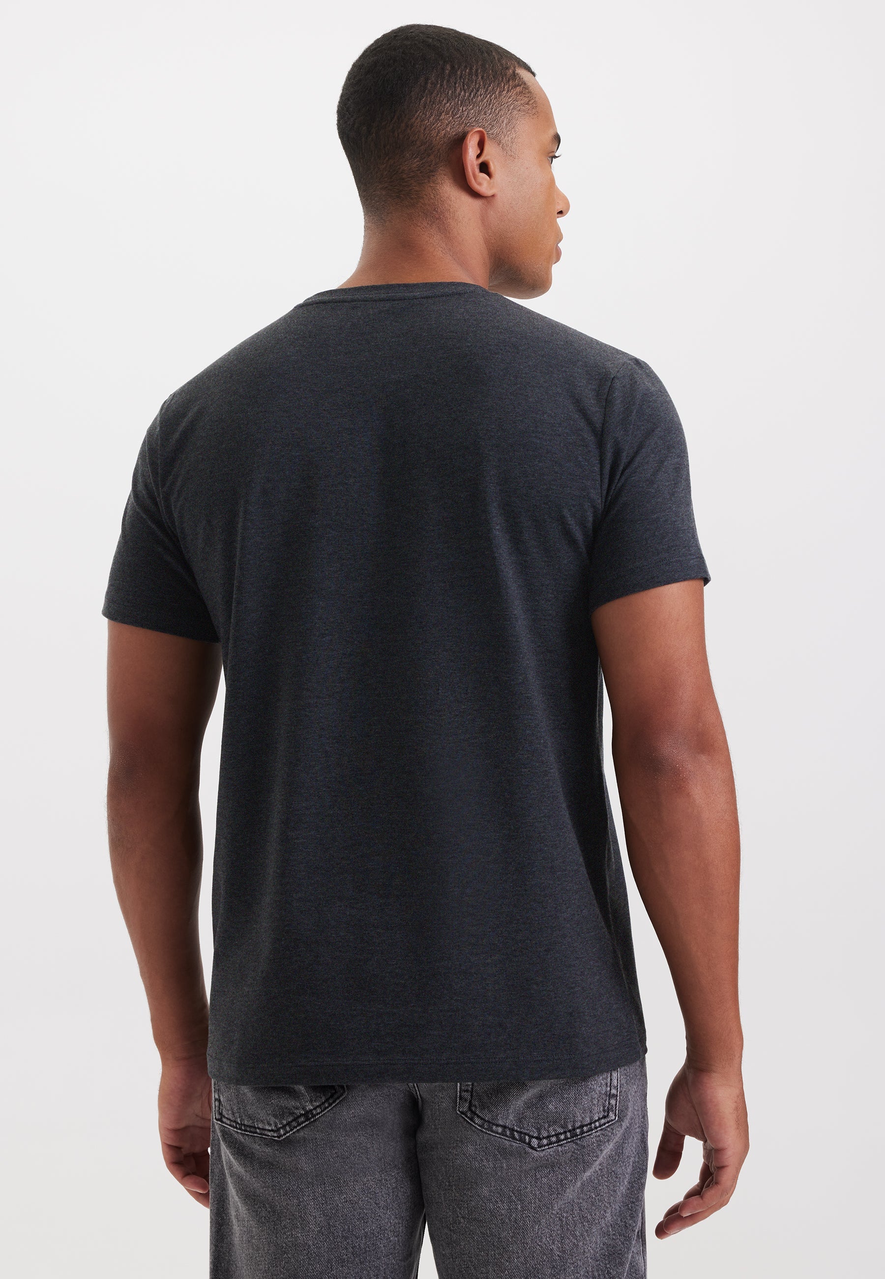 Koyu Gri Melanj Bisiklet Yaka Regular Fit Basic Erkek T-Shirt MERLIN - T-Shirt - Westmark London EU(TR) Store Organik Pamuklu Sürdürülebilir Moda