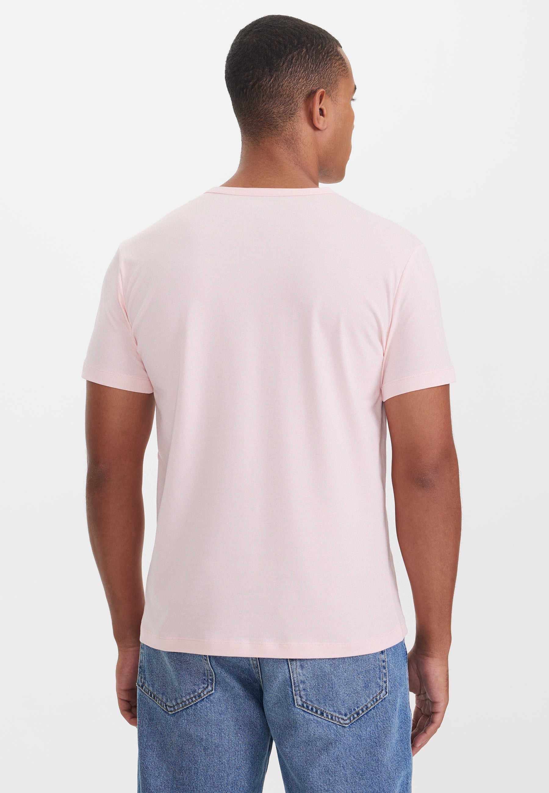 Açık Pembe V-Yaka Regular Fit Pamuk Elastan Karışımlı Basic Erkek T-Shirt THEO - T-Shirt - Westmark London EU(TR) Store Organik Pamuklu Sürdürülebilir Moda