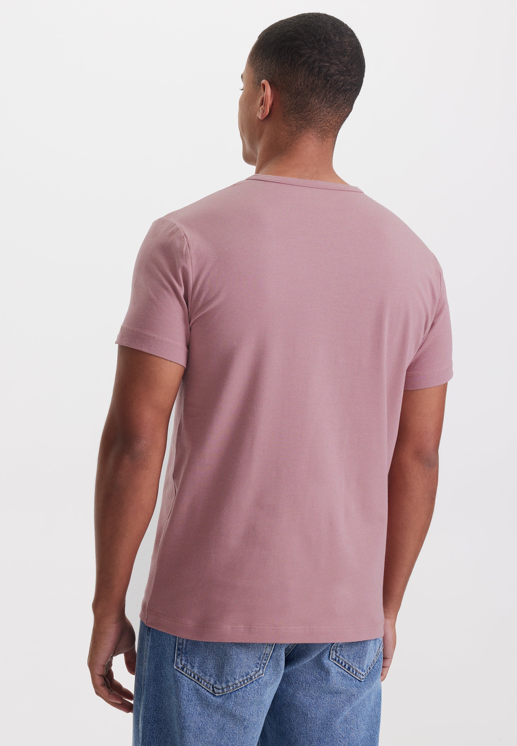 Küllü Pembe V-Yaka Regular Fit Pamuk Elastan Karışımlı Basic Erkek T-Shirt THEO - T-Shirt - Westmark London EU(TR) Store Organik Pamuklu Sürdürülebilir Moda