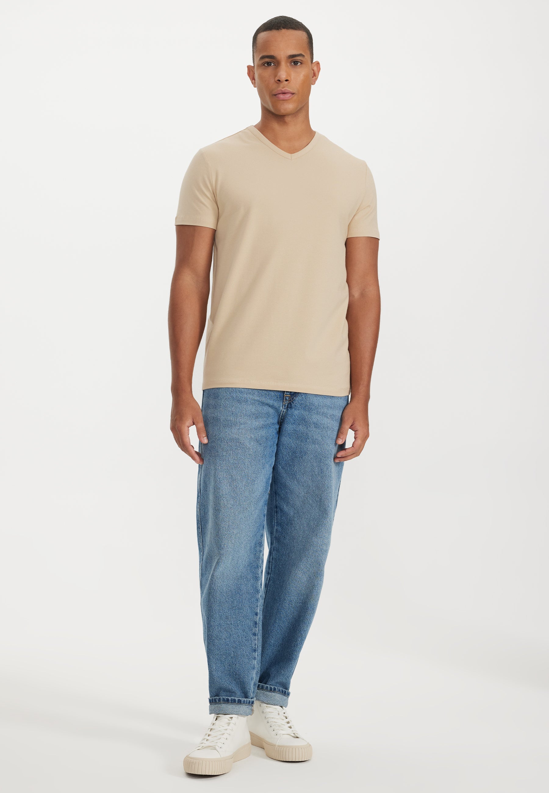 Sarı V-Yaka Regular Fit Pamuk Elastan Karışımlı Basic Erkek T-Shirt THEO - T-Shirt - Westmark London EU(TR) Store Organik Pamuklu Sürdürülebilir Moda