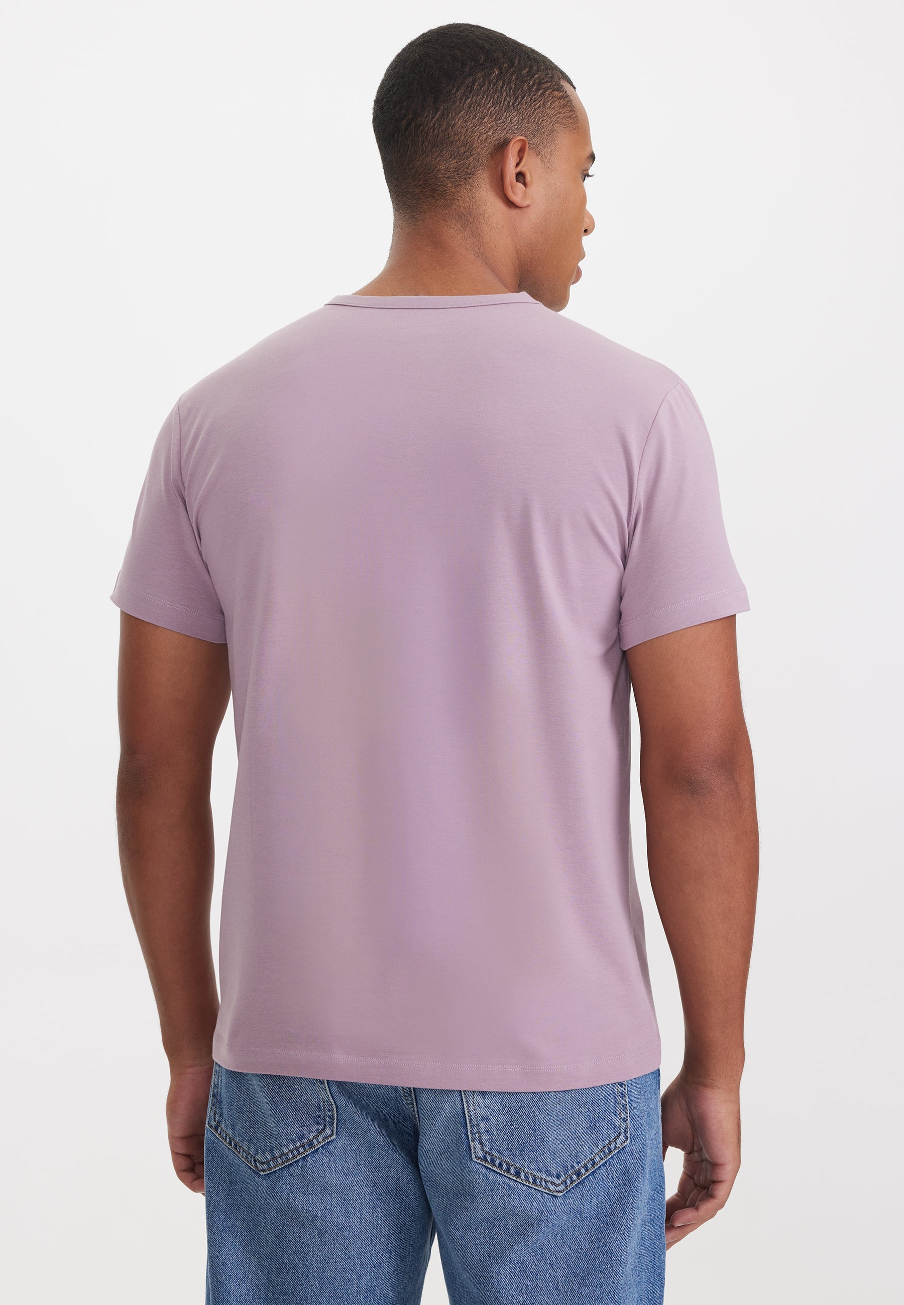 Açık Mor V-Yaka Regular Fit Pamuk Elastan Karışımlı Basic Erkek T-Shirt THEO - T-Shirt - Westmark London EU(TR) Store Organik Pamuklu Sürdürülebilir Moda