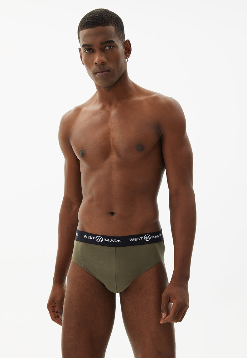 3’lü Lacivert Beyaz Haki Pamuk Karışımlı Erkek Slip Seti LOGAN - Underwear - Westmark London EU(TR) Store Organik Pamuklu Sürdürülebilir Moda