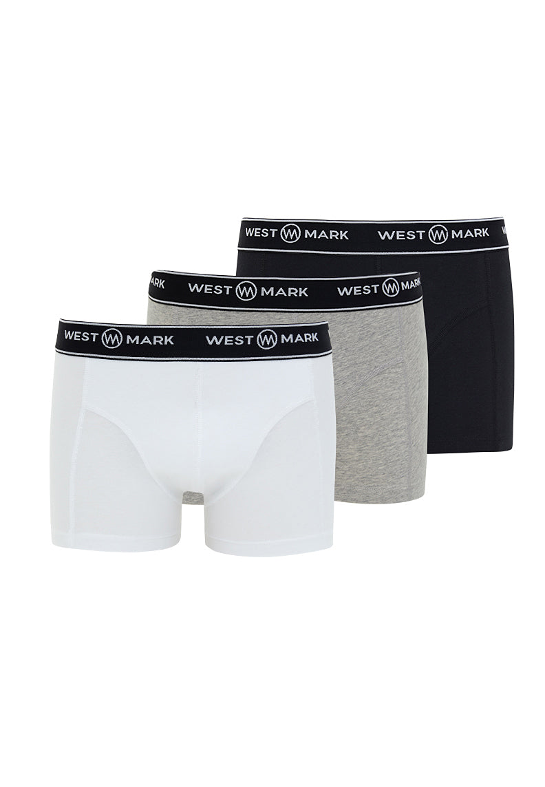 ATLAS TRUNK 3-PACK in Black, White, Grey Melange - Underwear - Westmark London EU(TR) Store Organik Pamuklu Sürdürülebilir Moda