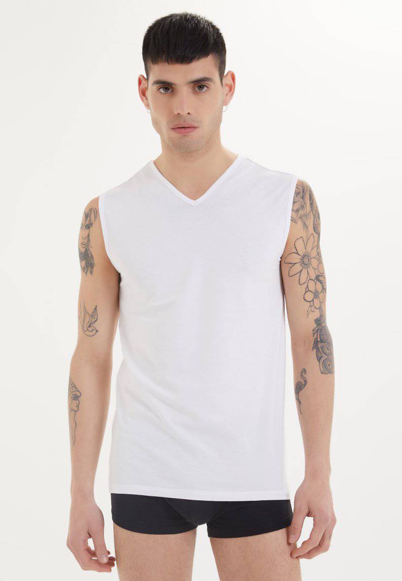 SLEEVELESS V-NECK in White - Underwear - Westmark London EU(TR) Store Organik Pamuklu Sürdürülebilir Moda