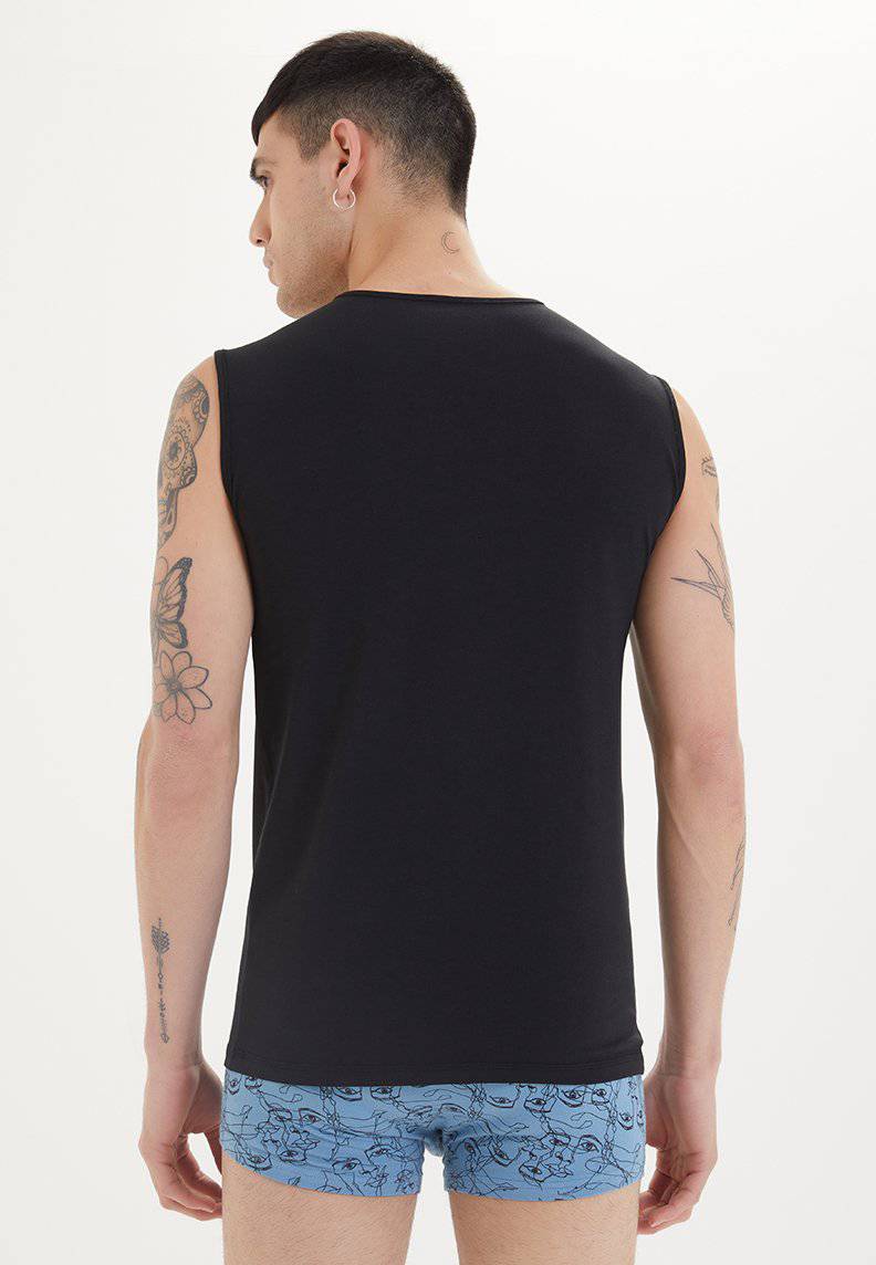 SLEEVELESS V-NECK in Black - Underwear - Westmark London EU(TR) Store Organik Pamuklu Sürdürülebilir Moda